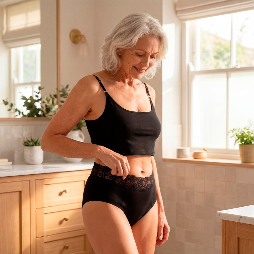 Absorbent lace incontinence knickers