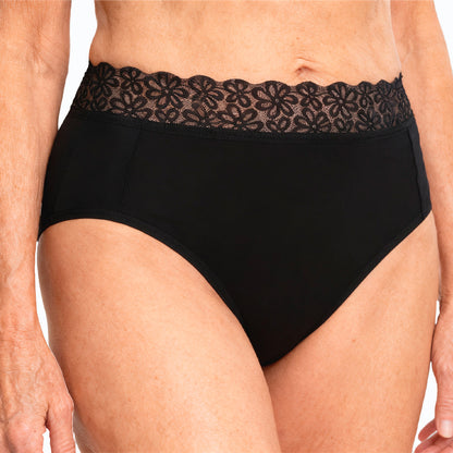 Absorbent lace incontinence knickers