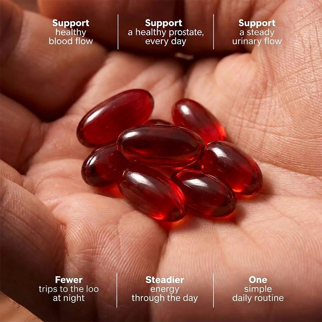 Full Flow softgels in the palm of a hand