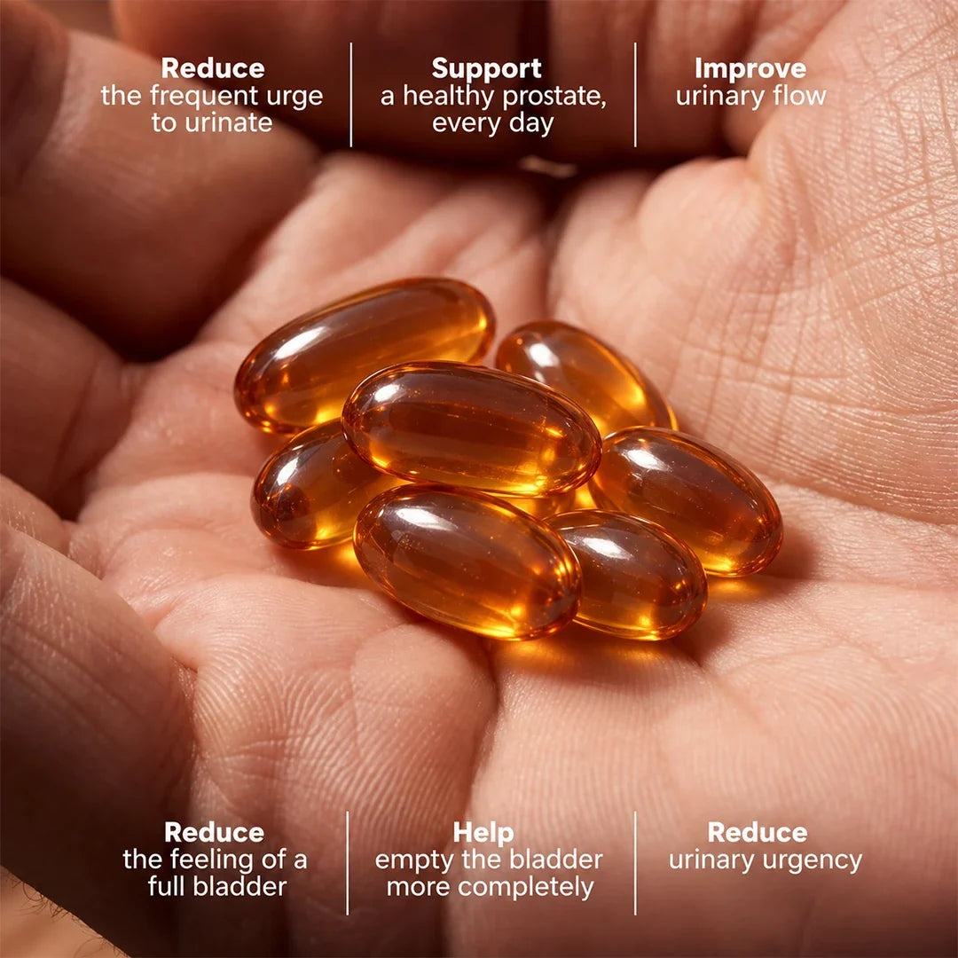 Prostate Support softgels in hand