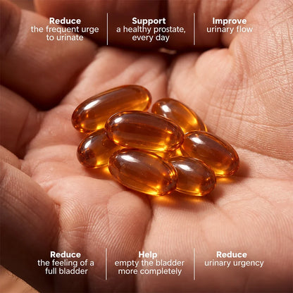 Prostate Support softgels in hand