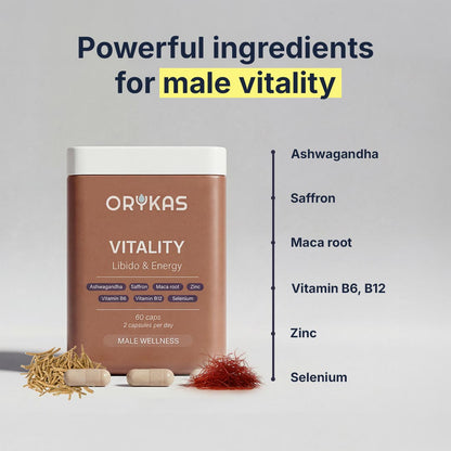 Orykas supplement bottle — British-formulated capsules supporting prostate and bladder health — view 3